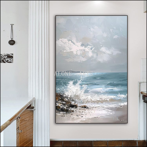 seaside landscape hand-painted oil painting modern simple style smooth entry aisle decorative painting corridor aisle hanging painting