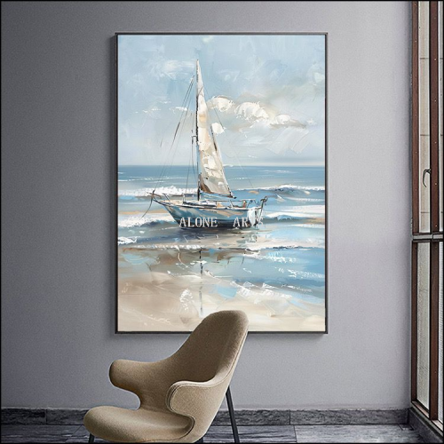 landscape oil painting blue sea hailang series decorative painting corridor and aisle painting smooth and smooth