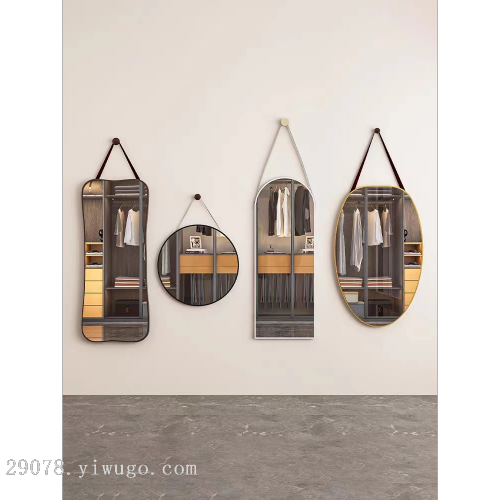 镜子全身镜化妆台挂墙壁挂式半身异形圆镜卧室梳妆台不规则穿衣镜