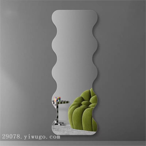 wave shaped full-length mirror wall hanging bedroom and household full-length mirror wall-mounted bedroom changing room mirror wall-mounted