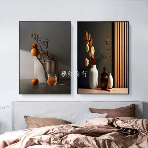 Cream Tulip Decorative Painting Living Room Sofa Flower Wall Painting Modern Minimalistic Abstraction Flower Mural