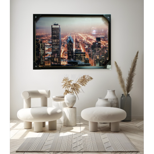 轻奢水晶建筑装饰画 现代简约客厅背景墙挂画【城市夜景系类】