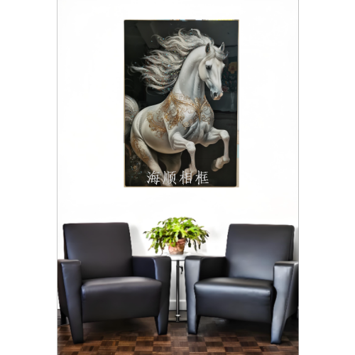 现代简约 骏马奔腾镶钻装饰画 玄关客厅办公室轻奢装饰品马到成功