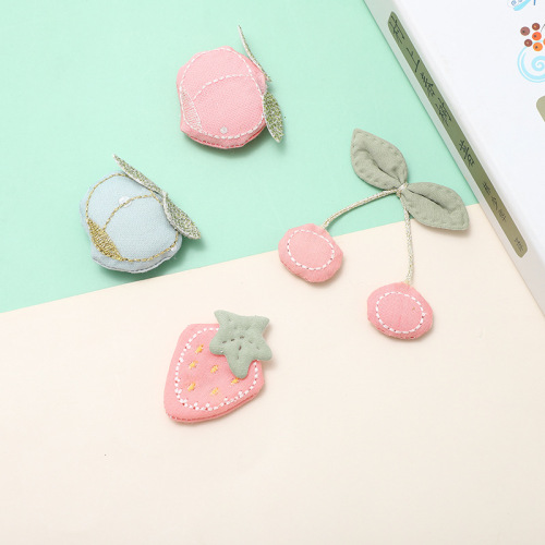 跨境绣花刺绣布贴 卡通草莓樱桃布贴补丁贴手账本diy服装配饰批发