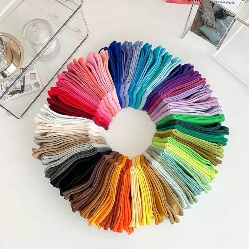 50色彩色袜子女现代舞袜纯色棉春秋季舞蹈长筒糖果色多巴胺运动袜