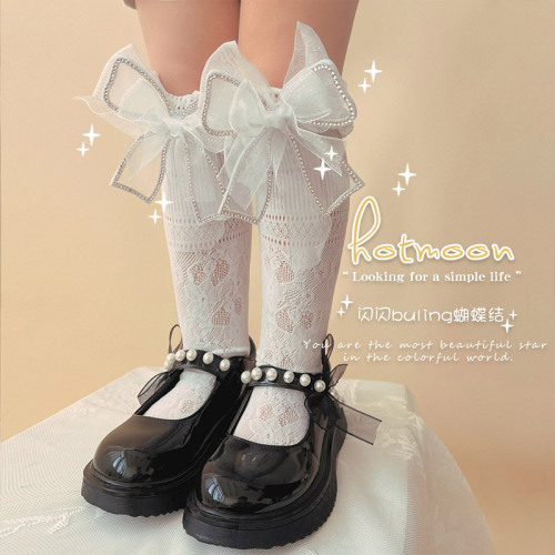 socks children‘s socks bowknot lolit socks mid-calf socks cute japanese princess socks girls‘ socks lace pile socks