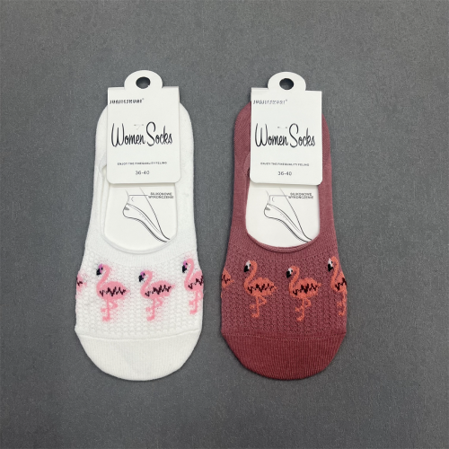 socks women spring and summer wholesale mesh breathable cute cartoon women‘s invisible socks cotton silicone non-slip