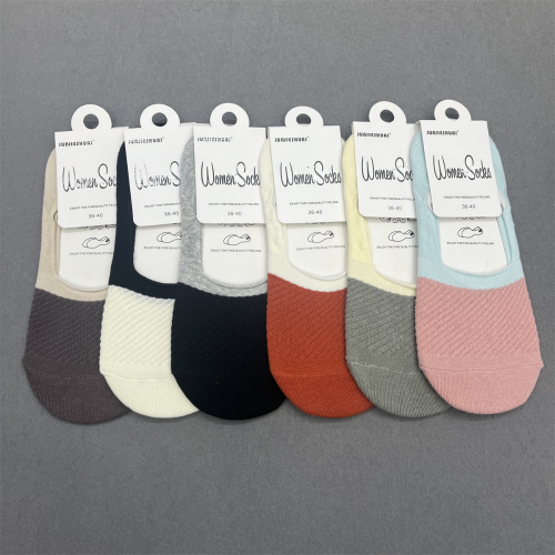 socks women‘s spring/summer wholesale breathable contrast color multi-color women‘s invisible socks cotton silicone non-slip boat socks