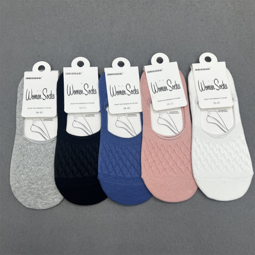 socks for women spring and summer wholesale breathable simple solid color multicolor women invisible socks cotton silicone non-slip ankle socks