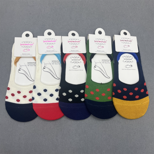 spring/summer socks women‘s cotton invisible socks polka dot non-slip ankle socks silicone non-slip sports casual socks