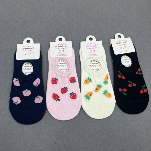 Socks Women‘s Cotton Invisible Socks Fruit Pattern Women‘s Socks Tight Ankle Socks Silicone Non-Slip Casual Socks
