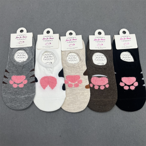 Socks Women‘s Cotton Invisible Socks Bear Paw Pattern Women‘s Socks Non-Slip Ankle Socks Silicone Non-Slip Casual Socks 