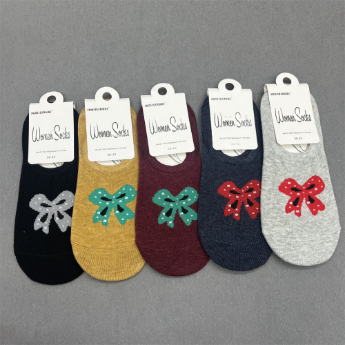 socks women‘s cotton invisible socks bow pattern women‘s socks no heel off ankle socks silicone non-slip casual socks