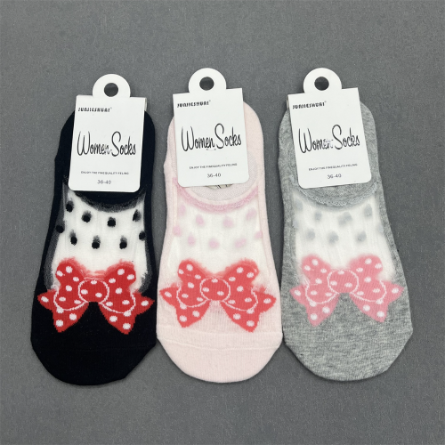 socks women‘s cotton invisible socks hollow-out bowknot women‘s socks non-slip ankle socks silicone non-slip casual socks