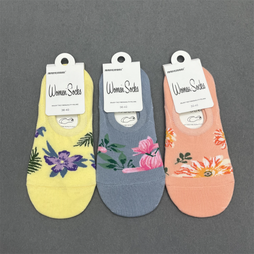socks women‘s cotton invisible socks fashion flower and grass women‘s socks non-slip ankle socks silicone non-slip casual socks
