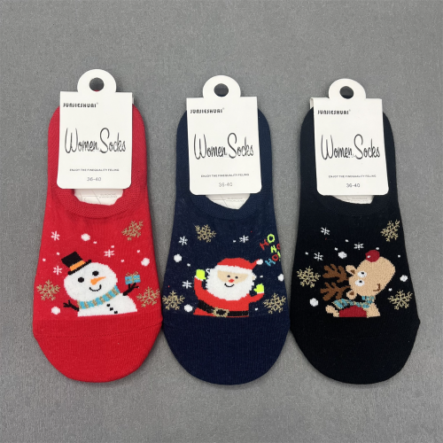 Christmas Style Socks Women‘s Socks Invisible Socks Cotton Socks Autumn and Winter Cute Socks Thick Low Cut Socks Students‘ Socks Fashionable Stylish