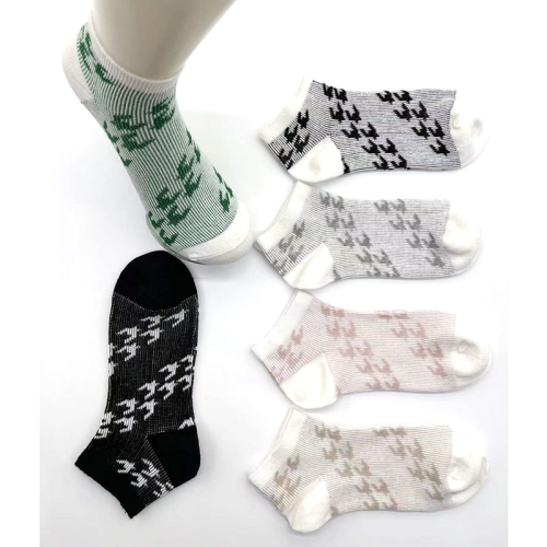 xi langdeng summer combed cotton women‘s boat socks double needle double way thin cotton houndstooth jacquard short socks wholesale