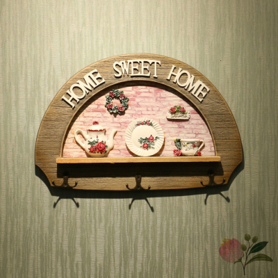Classic Retro European-Style Wooden Kitchen Restaurant Ideas Home Decorative Hook Coat Rack Sweet Home Wall Hanging
