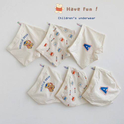儿童内裤批发24新款字母小熊棉内裤三角A类可爱男宝宝内裤