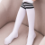 Preppy Style Black and White Striped Three Bars Tube Socks 61 Thin Children's Velvet Stockings over the Knee 
