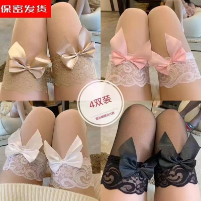 Lace Stockings Sexy Wind Net Red Girl Bow Stockings Adult Lady like Woman Wind Pure Desire Thin Knee Socks