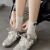 Spring and Summer New Smiley Letter Embroidered Socks Female Double Needle Tube Socks Ins Double Needle Hole Pure Cotton Socks
