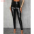 Europe and America cross border PU non-split color light board leather pants women's high waist stretch cropped leggings outer match skinny pants slimming