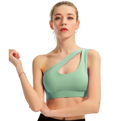 Wearing nylon bras across Europe and America for sports, one shoulder bra, shockproof running, fitness, and back beautification, a popular bra and underwear