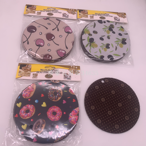 fashion printing round thiened design color appearance heat insution high temperature resistant heat insution table mat cup mat