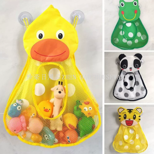 children pying with water toys buggy bag baby bath toys storage mesh bag du frog batoom suction cup hanging bag