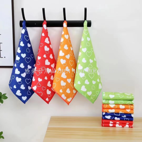 foreign trade lock printing 30*30 square towel microfiber absorbent kitchen napkin rag customizable pattern children towel