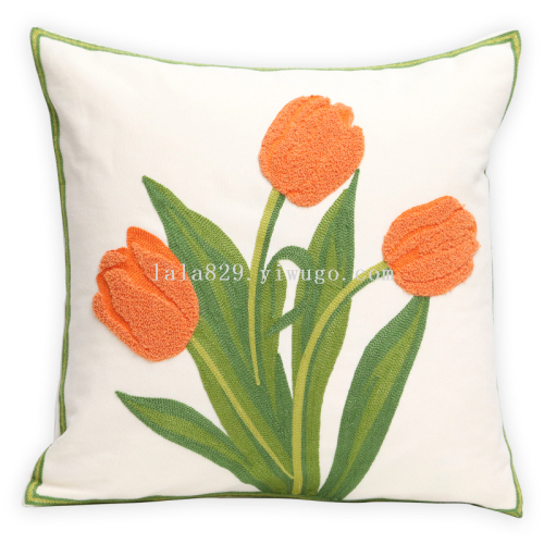 Embroidery Narcissus Cushion Cover Towel Embroidery Pillow Cover