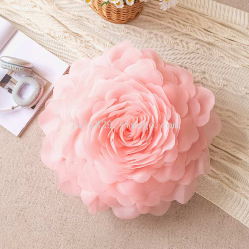 internet celebrity ins style pink series flowers pillow cover three-dimensional tulle flowers pillow cover sunflower hydrangea yarn