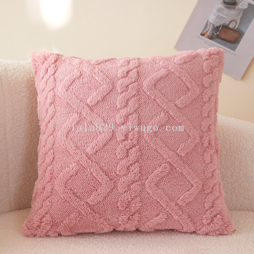 factory direct sales knitted jacquard cushion cover double-sided tower velvet pillow cover