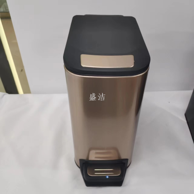 New Square Slow Drop Trash Can Ultra-Quiet Champagne Gold Trash Can Guest Room