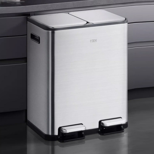 EKO厨房分类垃圾桶家用干湿分离不锈钢脚踏客厅双桶带盖脚踩大号