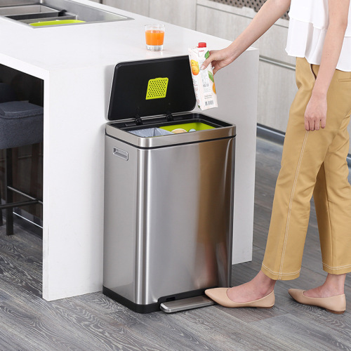 EKO厨房垃圾桶家用客厅不锈钢带盖脚踩大号大容量轻奢高档垃圾桶