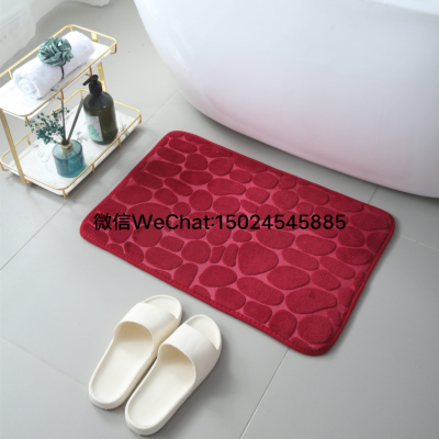 Flannel Embossed Stone Floor Mat Bathroom Water-Absorbing Non-Slip Mat Bedroom Carpet Door Mat Door Mat