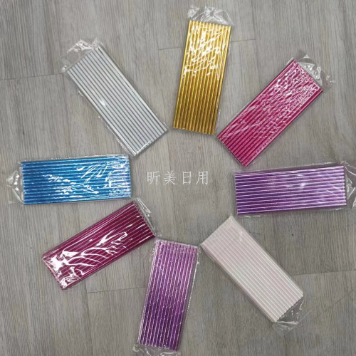 colored paper straw disposable safety environmental protection juice art paper dessert table beverage decoration bronzing paper straw