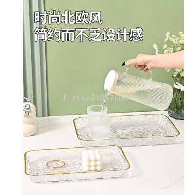 Household Plate Transparent Tea Cup Storage Cup Tray Plastic Cup Plate Modern Commercial Dinner Plate