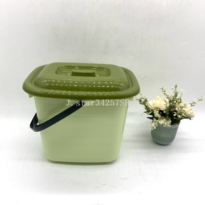 Thickened Plastic Bucket Portable Dolly Tub Student Dormitory Bath Bucket Household Water Bucket Basin Suit