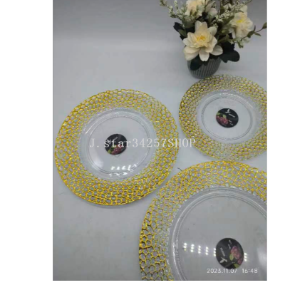 Pet Plate Size Diameter 32cm Household Plate Transparent Tea Cup Storage Cup Tray Plastic Cup and Plate