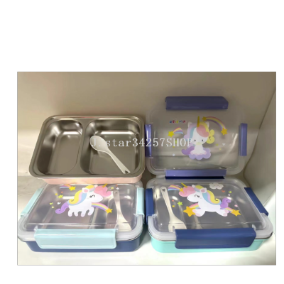 Cartoon Cute Bento Box Anti-Scald Lunch Box Student Creativity Children Girls Divided Lunch Box