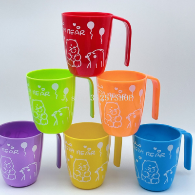 Personalized Minimalist Candy Color Cup Portable Plastic with Handle Washing Cup Tooth Cup Mouthwash Cup