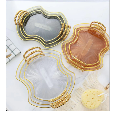Pet Light Luxury Tray Household Plate Transparent Tea Cup Water Cup Tea Tray Plastic Cup Plate Dinner Plate