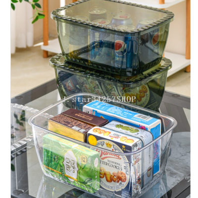 Light Luxury with Lid Storage Box Pet Dressing Table Skin Care Products Storage Basket Transparent Sundries Snacks Cosmetic Organizing Box