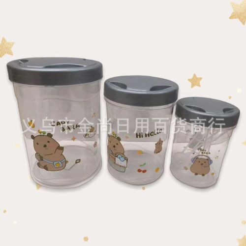 wholesale plastic tank snacks gift storage tank cute glass decorative jar cereals storage jar sealed jar