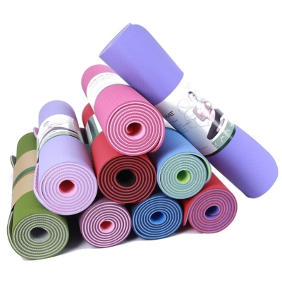 TPE Two-Color Yoga Mat 6mm Lengthened Fitness Mat Non-Slip TPE Yoga Mat
