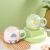 New Cute 3D Little Dinosaur Ceramic Cup with Cover with Spoon Mug Breakfast Cup