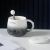 New Creative Porcelain Cup Color Embossed Panda Mug Cup with Spoon Lid